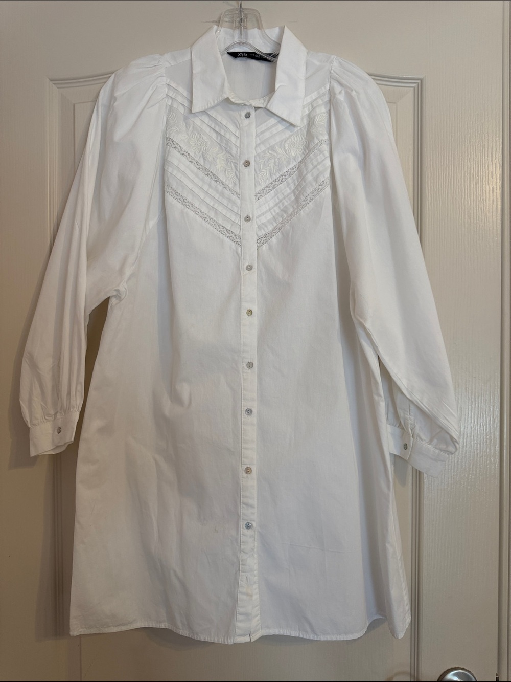 Zara White Collared Button Shirt dress